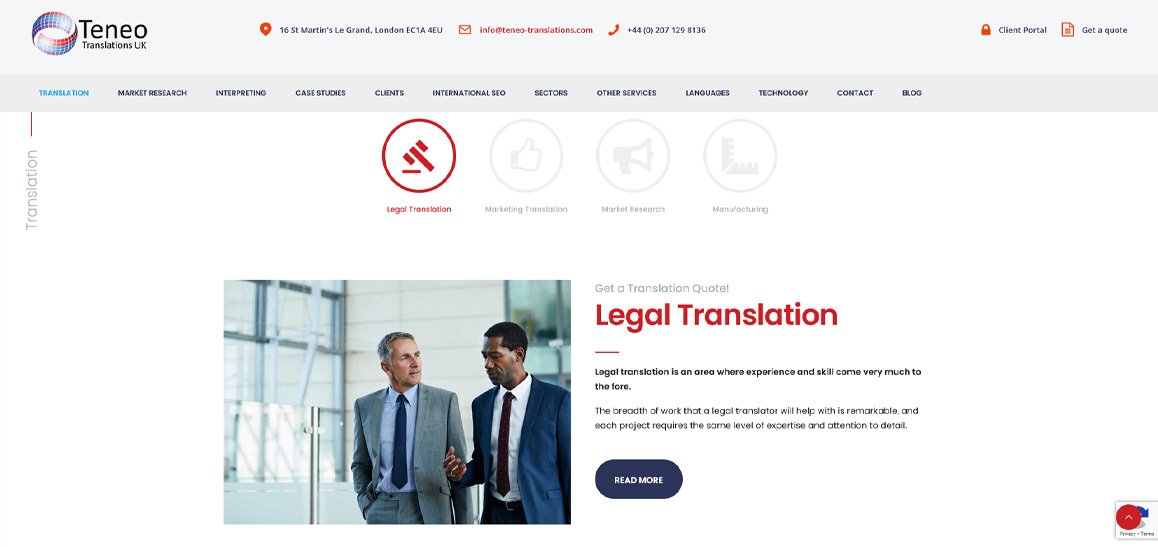 Teneo Translations Corporate Website